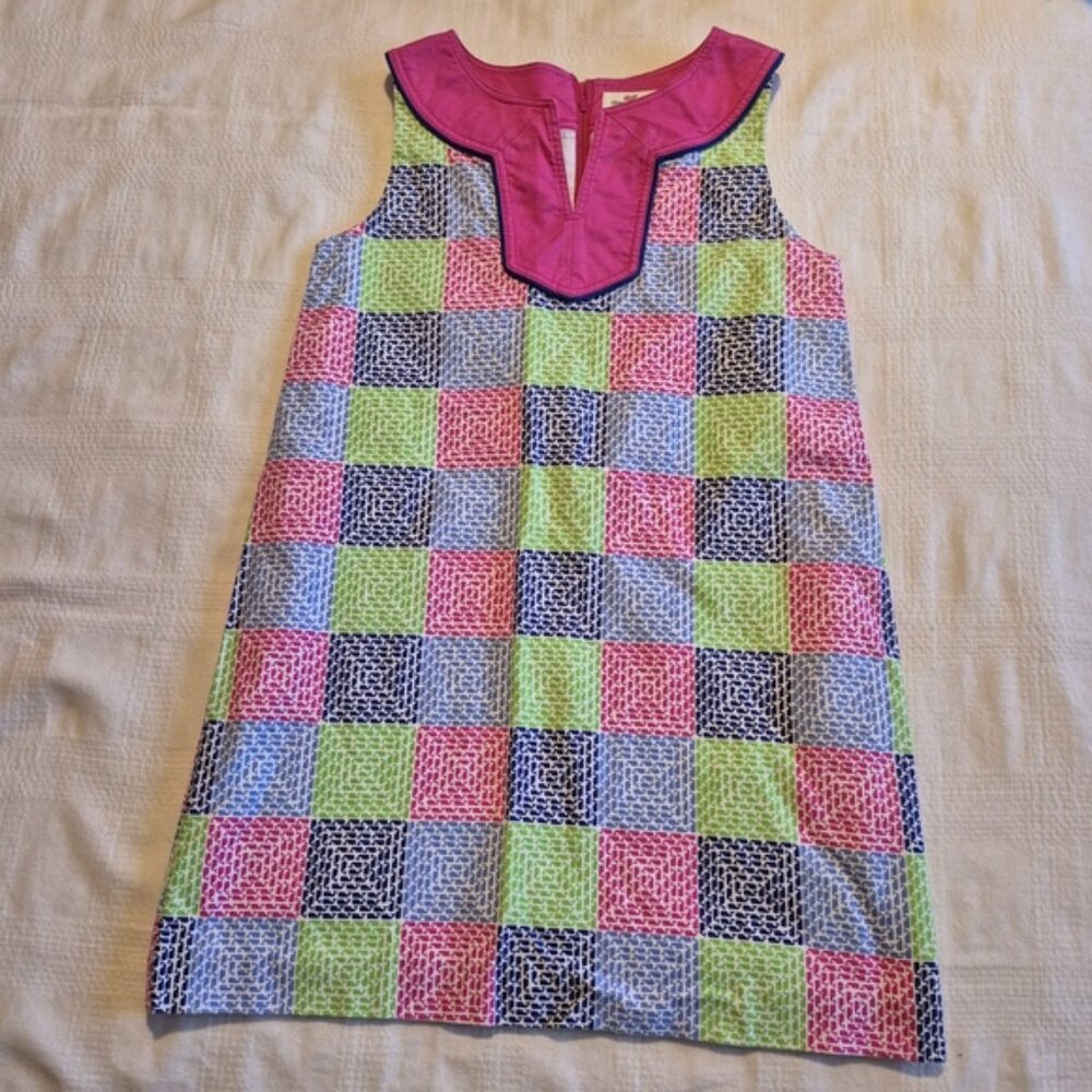 Vineyard Vines girls size 14 multi colored whale block shift, EUC